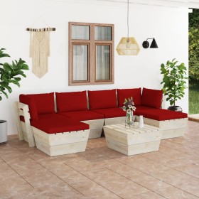 7-piece pallet garden furniture and fir wood cushions by vidaXL, Garden sets - Ref: Foro24-3063585, Price: 436,08 €, Discount: %