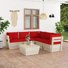 6-piece pallet garden furniture and fir wood cushions by vidaXL, Garden sets - Ref: Foro24-3063534, Price: 490,97 €, Discount: %