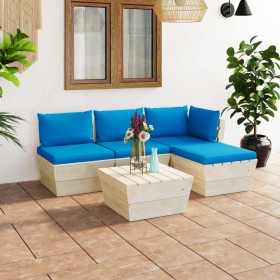 5-piece pallet garden furniture and fir wood cushions by vidaXL, Garden sets - Ref: Foro24-3063460, Price: 294,48 €, Discount: %