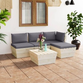 5-piece pallet garden furniture and fir wood cushions by vidaXL, Garden sets - Ref: Foro24-3063456, Price: 297,72 €, Discount: %