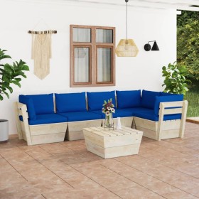 6-piece pallet garden furniture and fir wood cushions by vidaXL, Garden sets - Ref: Foro24-3063574, Price: 478,75 €, Discount: %