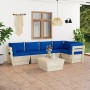 6-piece pallet garden furniture and fir wood cushions by vidaXL, Garden sets - Ref: Foro24-3063574, Price: 478,25 €, Discount: %