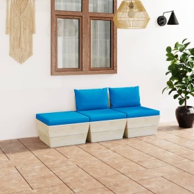 Garden furniture made of 3-piece pallets and fir wood cushions by vidaXL, Garden sets - Ref: Foro24-3063412, Price: 206,24 €,...