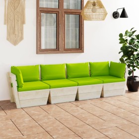 4-Sitzer-Gartensofa aus Paletten mit Kissen aus Tannenholz von vidaXL, Gartensets - Ref: Foro24-3063455, Preis: 387,50 €, Rab...