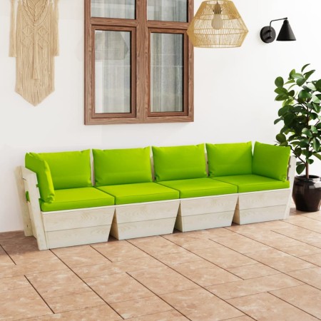 4-seater garden pallet sofa with fir wood cushions by vidaXL, Garden sets - Ref: Foro24-3063455, Price: 300,99 €, Discount: %