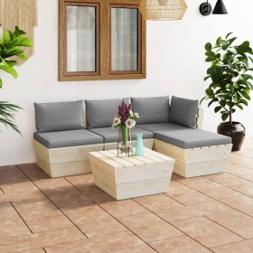 5-piece pallet garden furniture and fir wood cushions by vidaXL, Garden sets - Ref: Foro24-3063457, Price: 289,06 €, Discount: %