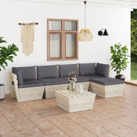 6-piece pallet garden furniture and fir wood cushions by vidaXL, Garden sets - Ref: Foro24-3063504, Price: 417,99 €, Discount: %