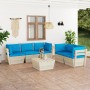 6-piece pallet garden furniture and fir wood cushions by vidaXL, Garden sets - Ref: Foro24-3063520, Price: 526,39 €, Discount: %