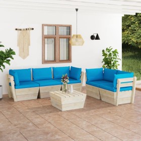 6-piece pallet garden furniture and fir wood cushions by vidaXL, Garden sets - Ref: Foro24-3063520, Price: 457,99 €, Discount: %