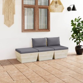 Garden furniture made of 3-piece pallets and fir wood cushions by vidaXL, Garden sets - Ref: Foro24-3063408, Price: 221,47 €,...