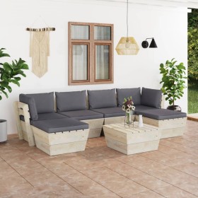 7-piece pallet garden furniture and fir wood cushions by vidaXL, Garden sets - Ref: Foro24-3063576, Price: 462,99 €, Discount: %