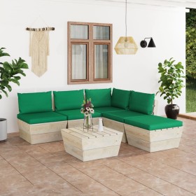 6-piece pallet garden furniture and fir wood cushions by vidaXL, Garden sets - Ref: Foro24-3063545, Price: 422,67 €, Discount: %