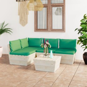 Garden furniture made of 5-piece pallets and fir wood cushions. by vidaXL, Garden sets - Ref: Foro24-3063485, Price: 380,28 €...