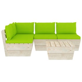 Garden furniture made of 5-piece pallets and fir wood cushions. by vidaXL, Garden sets - Ref: Foro24-3063491, Price: 402,10 €...