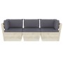 3-seater garden pallet sofa with fir wood cushions by vidaXL, Garden sets - Ref: Foro24-3063396, Price: 262,06 €, Discount: %