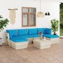 7-piece pallet garden furniture and fir wood cushions by vidaXL, Garden sets - Ref: Foro24-3063580, Price: 455,99 €, Discount: %