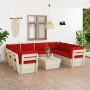 Garden furniture made of 9-piece pallets and fir wood cushions. by vidaXL, Garden sets - Ref: Foro24-3063606, Price: 696,46 €...