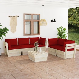 6-piece pallet garden furniture and fir wood cushions by vidaXL, Garden sets - Ref: Foro24-3063525, Price: 490,96 €, Discount: %