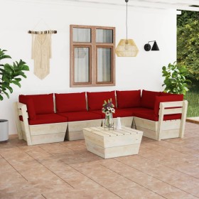 6-piece pallet garden furniture and fir wood cushions by vidaXL, Garden sets - Ref: Foro24-3063573, Price: 478,24 €, Discount: %