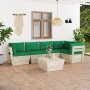 6-piece pallet garden furniture and fir wood cushions by vidaXL, Garden sets - Ref: Foro24-3063569, Price: 450,99 €, Discount: %