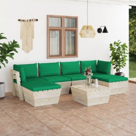 7-piece pallet garden furniture and fir wood cushions by vidaXL, Garden sets - Ref: Foro24-3063581, Price: 442,99 €, Discount: %