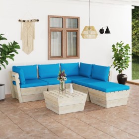 6-piece pallet garden furniture and fir wood cushions by vidaXL, Garden sets - Ref: Foro24-3063556, Price: 417,99 €, Discount: %