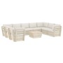 10-piece pallet garden furniture and fir wood cushions by vidaXL, Garden sets - Ref: Foro24-3063626, Price: 801,88 €, Discoun...