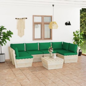 7-piece pallet garden furniture and fir wood cushions by vidaXL, Garden sets - Ref: Foro24-3063593, Price: 496,68 €, Discount: %