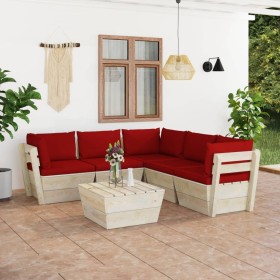 Garden furniture made of 6 pallet pieces and fir wood cushions. by vidaXL, Garden sets - Ref: Foro24-3063537, Price: 477,79 €...