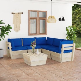 6-piece pallet garden furniture and fir wood cushions by vidaXL, Garden sets - Ref: Foro24-3063538, Price: 439,22 €, Discount: %