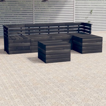 Garden pallet furniture 6 pieces solid dark gray pine wood by vidaXL, Garden sets - Ref: Foro24-3063746, Price: 348,20 €, Dis...