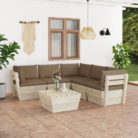 6-piece pallet garden furniture and fir wood cushions by vidaXL, Garden sets - Ref: Foro24-3063536, Price: 471,80 €, Discount: %