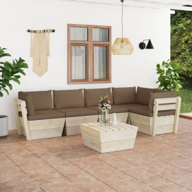 6-piece pallet garden furniture and fir wood cushions by vidaXL, Garden sets - Ref: Foro24-3063572, Price: 471,80 €, Discount: %