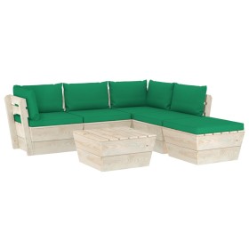 6-piece pallet garden furniture and fir wood cushions by vidaXL, Garden sets - Ref: Foro24-3063557, Price: 385,99 €, Discount: %