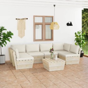 7-piece pallet garden furniture and fir wood cushions by vidaXL, Garden sets - Ref: Foro24-3063590, Price: 605,53 €, Discount: %