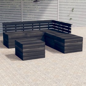 Garden pallet furniture 6 pieces solid dark gray pine wood by vidaXL, Garden sets - Ref: Foro24-3063751, Price: 345,99 €, Dis...