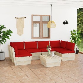 Garden furniture made of 7-piece pallets and fir wood cushions. by vidaXL, Garden sets - Ref: Foro24-3063594, Price: 551,95 €...