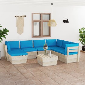 8-piece pallet garden furniture and fir wood cushions by vidaXL, Garden sets - Ref: Foro24-3063640, Price: 548,99 €, Discount: %