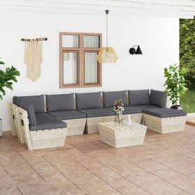 8-piece pallet garden furniture and fir wood cushions by vidaXL, Garden sets - Ref: Foro24-3063612, Price: 549,42 €, Discount: %