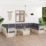 10-piece pallet garden furniture and fir wood cushions by vidaXL, Garden sets - Ref: Foro24-3063624, Price: 753,73 €, Discoun...