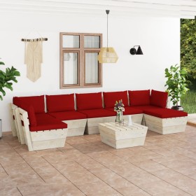 8-piece pallet garden furniture and fir wood cushions by vidaXL, Garden sets - Ref: Foro24-3063621, Price: 510,99 €, Discount: %