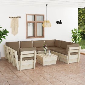 9-teilige Gartenmöbel aus Paletten und Kissen aus Tannenholz von vidaXL, Gartensets - Ref: Foro24-3063608, Preis: 714,99 €, R...