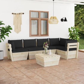 6-piece pallet garden furniture and fir wood cushions by vidaXL, Garden sets - Ref: Foro24-3063571, Price: 478,10 €, Discount: %