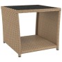 Beige synthetic rattan side table with tempered glass top by vidaXL, Garden tables - Ref: Foro24-319561, Price: 50,99 €, Disc...