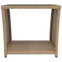 Beige synthetic rattan side table with tempered glass top by vidaXL, Garden tables - Ref: Foro24-319561, Price: 50,99 €, Disc...