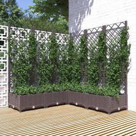 Jardinera con enrejado PP marrón 120x120x121,5 cm de vidaXL, Maceteros y jardineras - Ref: Foro24-318266, Precio: 128,99 €, D...