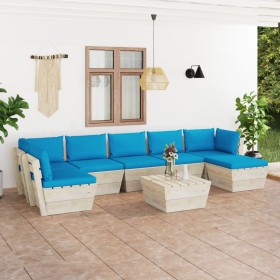 8-piece pallet garden furniture and fir wood cushions by vidaXL, Garden sets - Ref: Foro24-3063616, Price: 543,99 €, Discount: %