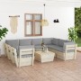 9-piece pallet garden furniture and fir wood cushions by vidaXL, Garden sets - Ref: Foro24-3063601, Price: 637,57 €, Discount: %