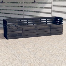 Garden pallet sofa, 4-seater, solid dark gray pine wood by vidaXL, Garden sets - Ref: Foro24-3063736, Price: 331,99 €, Discou...