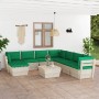 Garden furniture made of 9-piece pallets and fir wood cushions. by vidaXL, Garden sets - Ref: Foro24-3063665, Price: 597,96 €...